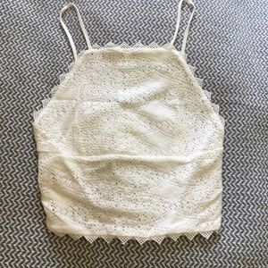 White crochet crop tank top
